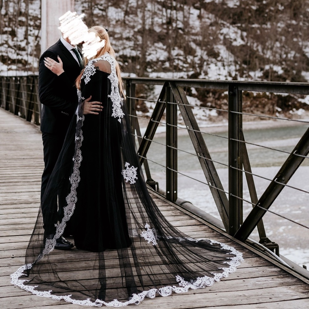 Black bridal cape